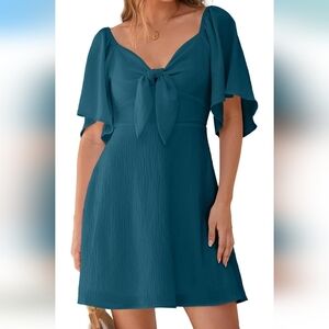 Dokotoo Womens Dresses Size M Fall Summer Deep V Neck Elegant Bow tie Mini Dress